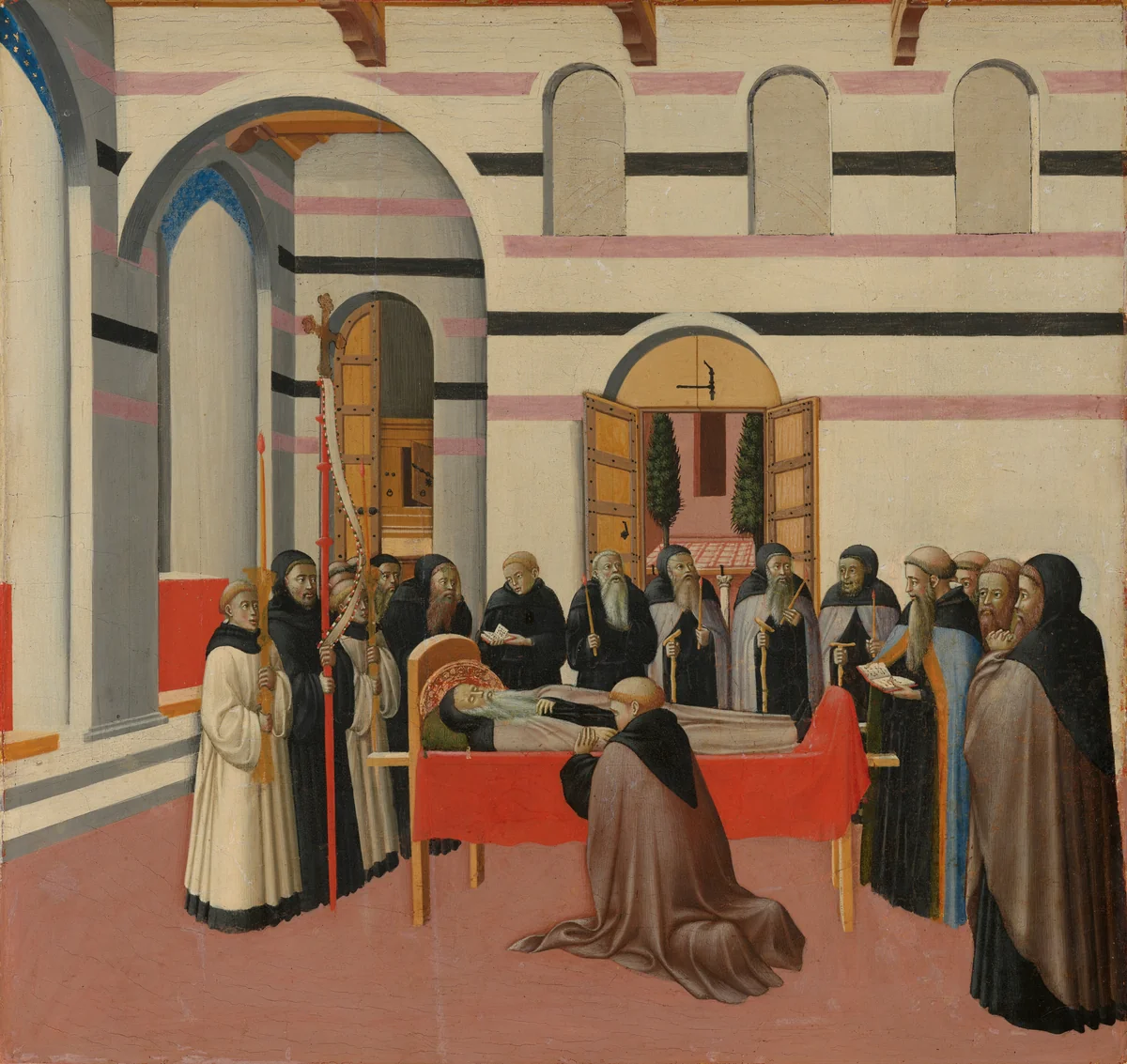 The Death of Saint Anthony by Sano di Pietro, painting, 1430-1435