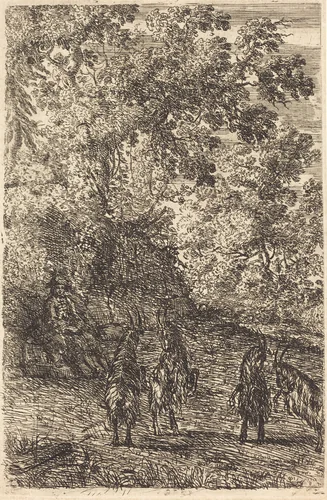 Shepherd with Four Goats (Les quatre chèvres) by Claude Lorrain, print, 1630-1633