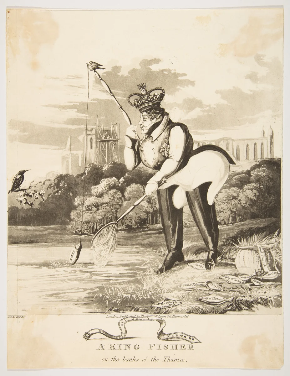 A King Fisher on the Banks of the Thames by Monogrammist JVS, print, 1827