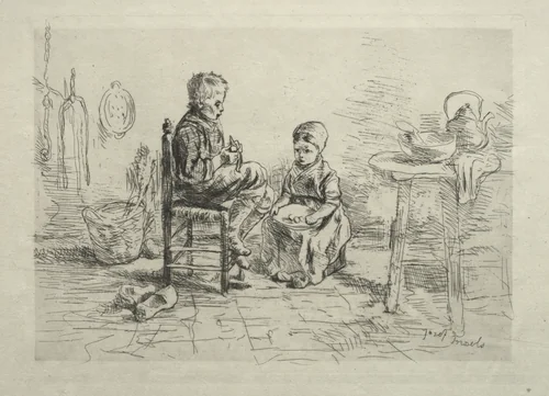 Peeling Potatoes by Jozef Israëls, print, 1875-1885