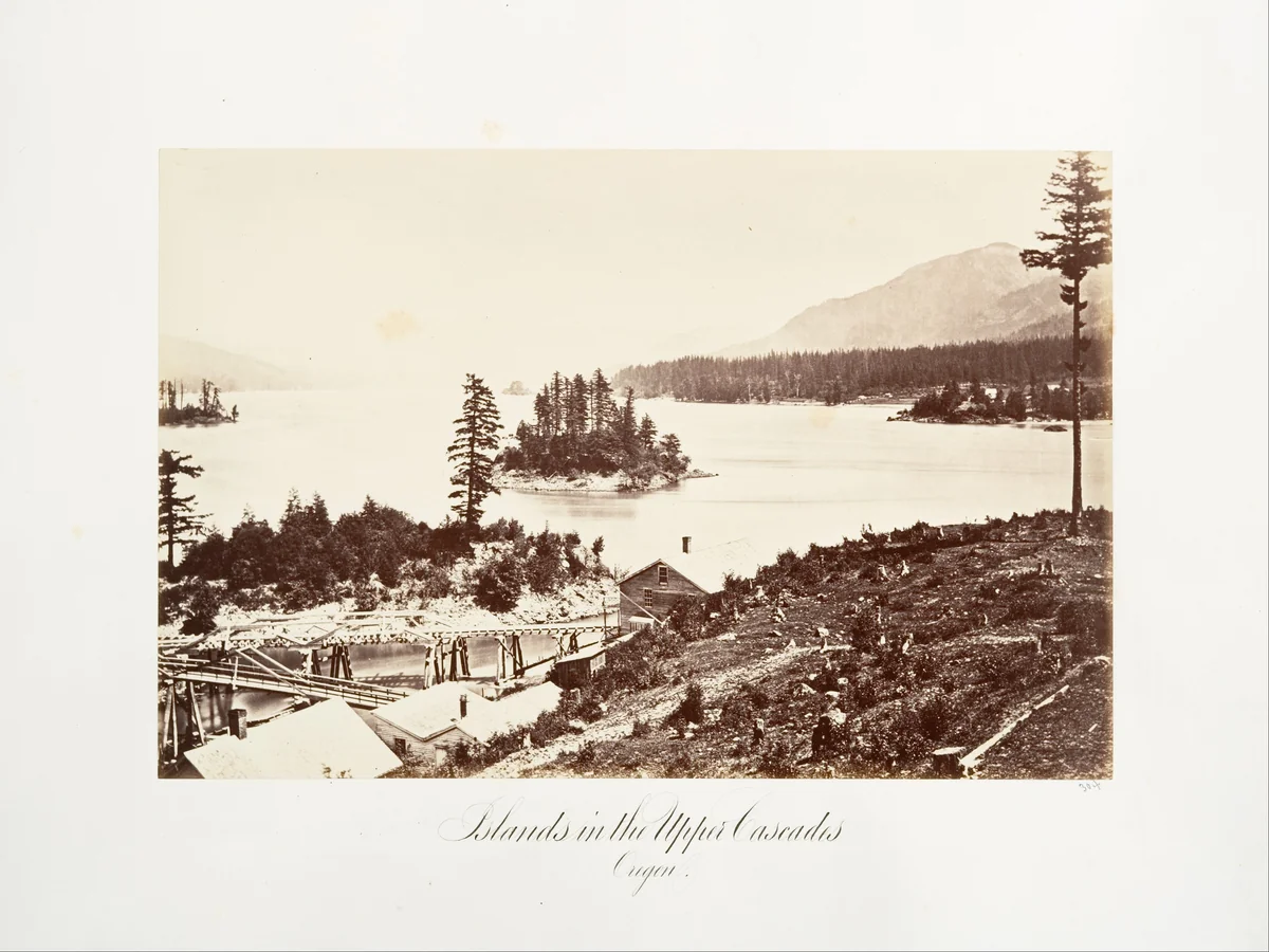 Islands in the Upper Cascades, Oregon by Carleton E. Watkins, photograph, 1867