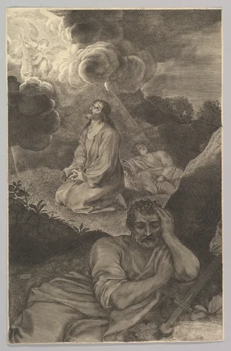 Christ in the Garden of Olives by Claude Mellan, print, 1610-1688