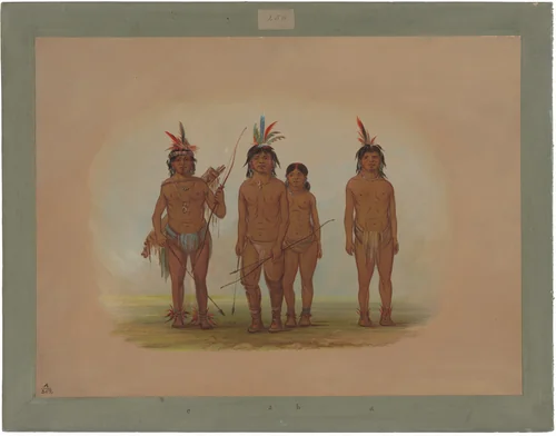Four Macouchi Indians by George Catlin, painting, 1854-1869