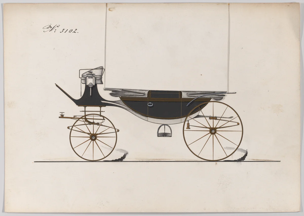 Design for Landau, No. 3102 by Brewster & Co., drawing, 1875