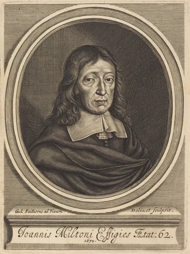 John Milton by William Faithorne, print, 1670