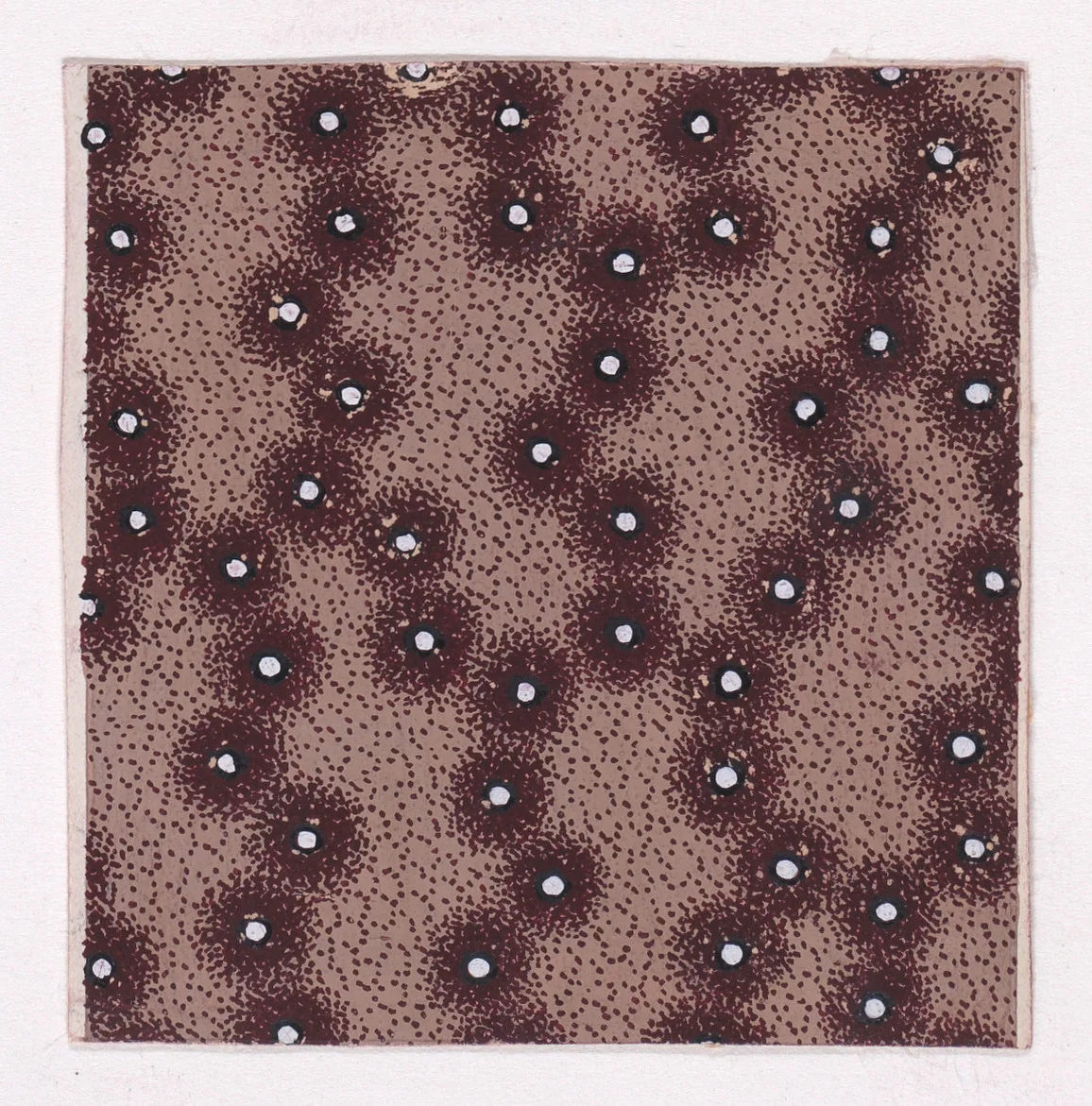 Textile Design with an Interlacing Pattern of Circles with Pearls over a Stippled Background by anonymous, drawing, 1840