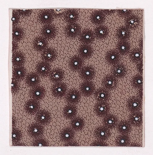 Textile Design with an Interlacing Pattern of Circles with Pearls over a Stippled Background by anonymous, drawing, 1840
