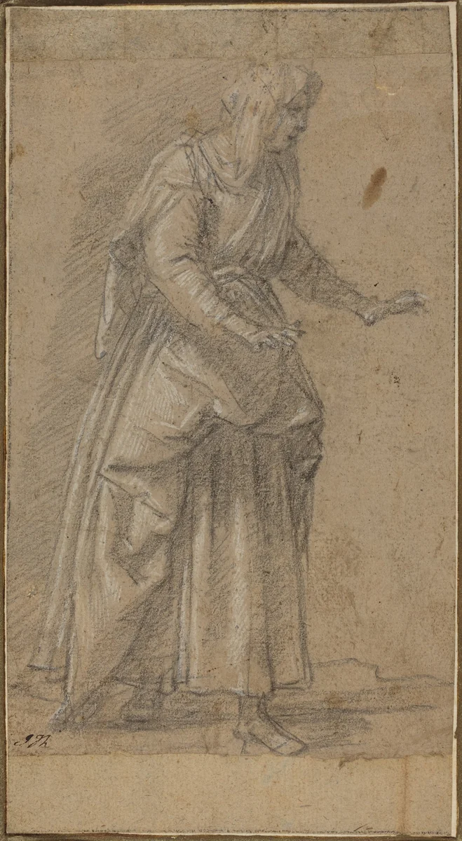 Woman Walking to the Right by Giovanni Baglione, drawing, 1573-1644