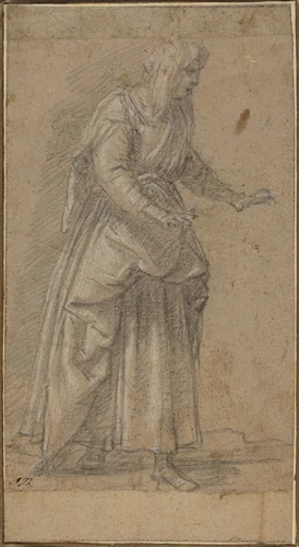 Woman Walking to the Right by Giovanni Baglione, drawing, 1573-1644