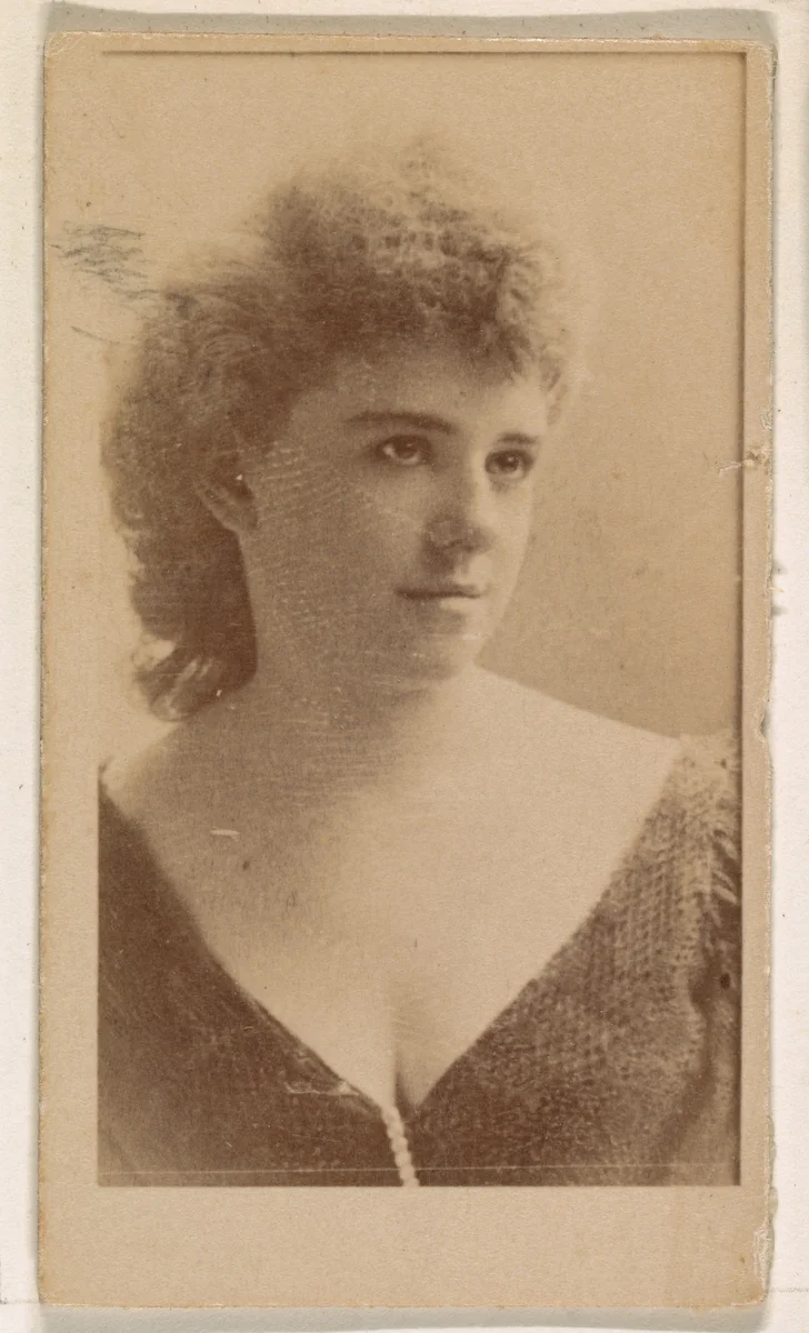 Actress with curly hair, from the Actresses series (N245) issued by Kinney Brothers to promote Sweet Caporal Cigarettes by Kinney Brothers Tobacco Company, photograph, 1890