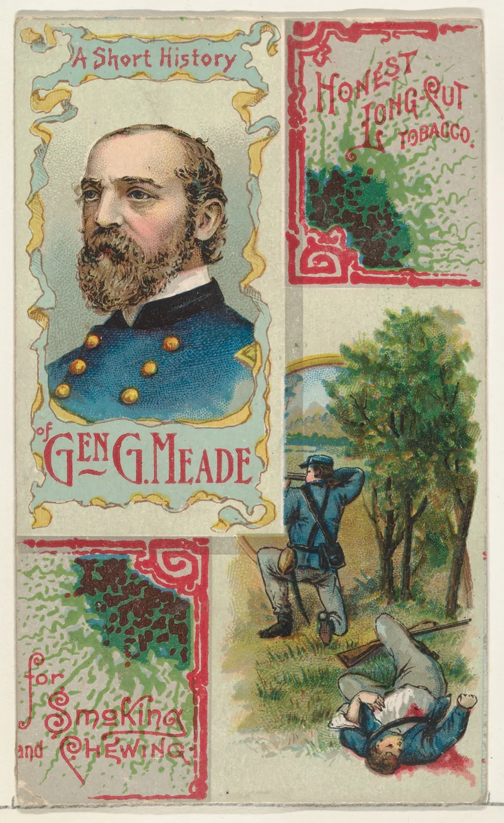 A Short History: General George Gordon Meade, from the Histories of Generals series (N114) issued by W. Duke, Sons & Co. to promote Honest Long Cut Smoking and Chewing Tobacco by W. Duke, Sons & Co., print, 1888
