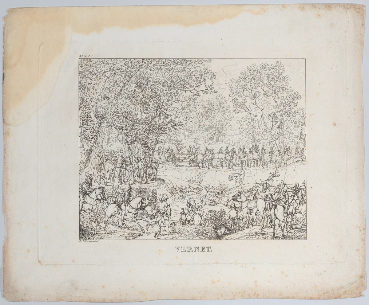 Stag Hunt by Antoine Charles Horace Vernet, print, 1835-1845