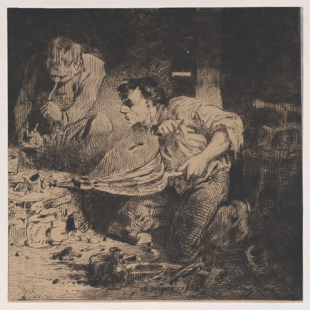The Counterfeiters by Charles Jacque, print, 1843