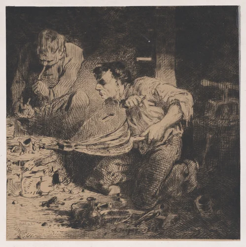 The Counterfeiters by Charles Jacque, print, 1843