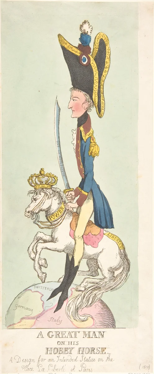A Great Man on His Hobby Horse by Thomas Rowlandson, print, 1803