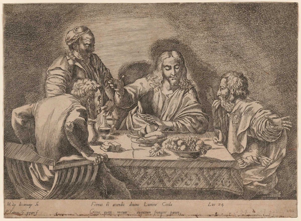 The Supper at Emmaus by Pierre Fatoure
Gabriel Lejeune
Caravaggio, print, 1604-1614