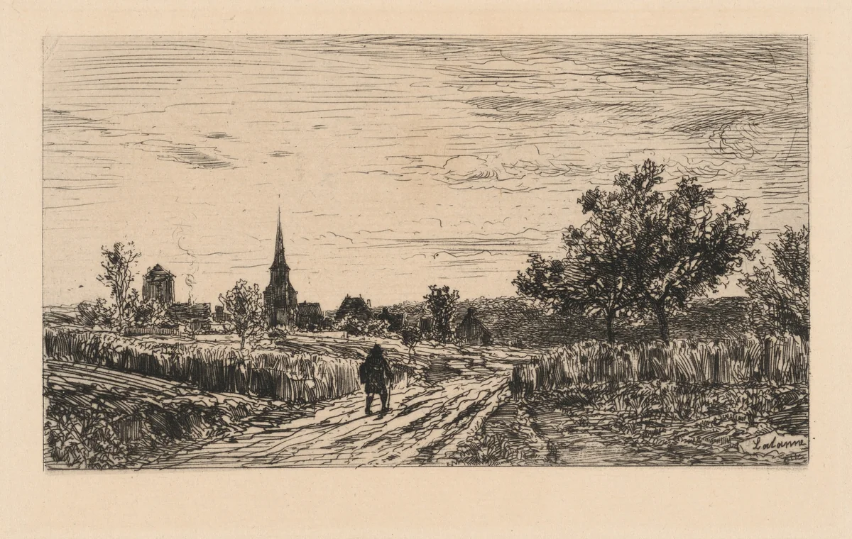 Evening Landscape (Return to the Lodgings) by Maxime Lalanne, print, 1886