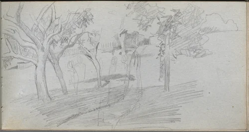 Sketchbook, page 74: Landscape Study by Ernest Meissonier, book, 1860-1869