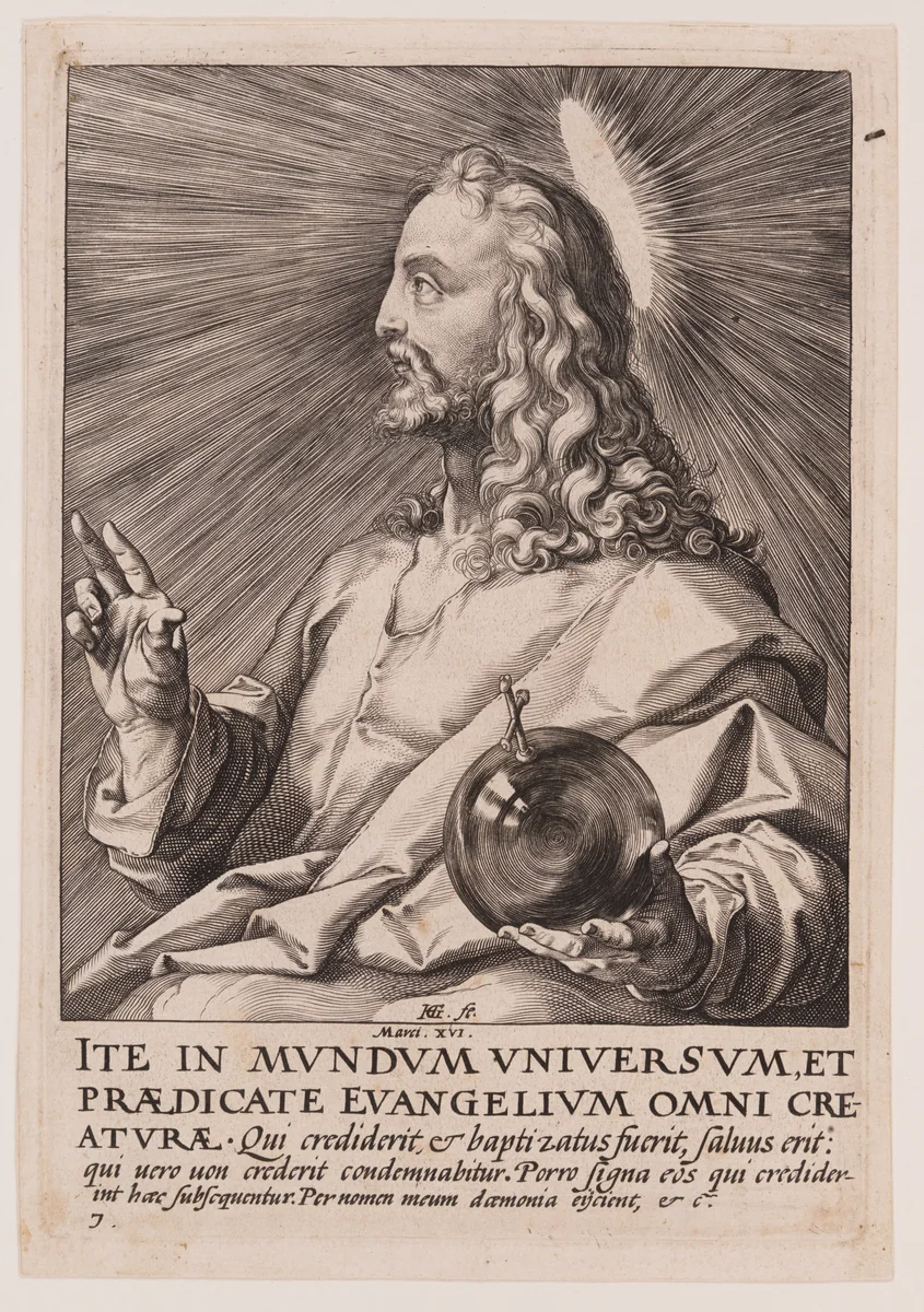 Christ, from Christ, the Apostles and St Paul with the Creed by Hendrick Goltzius, print, 1589