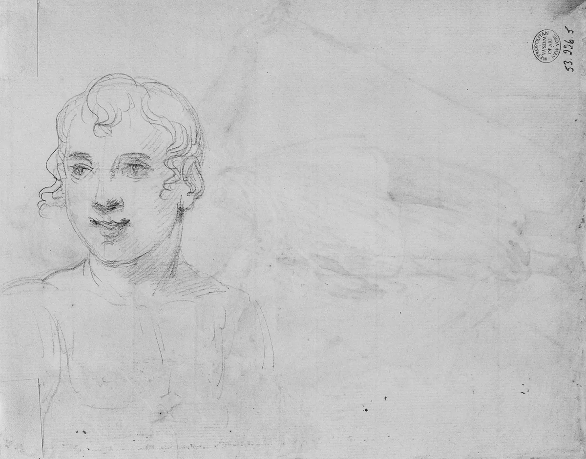 Half-Length Figure Sketch by Mather Brown, artwork, 1761-1831