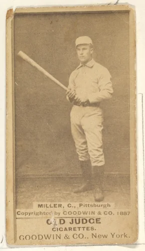 George Frederick "Doggie" Miller, Catcher, Pittsburgh, from the Old Judge series (N172) for Old Judge Cigarettes by Goodwin & Company, photograph, 1887