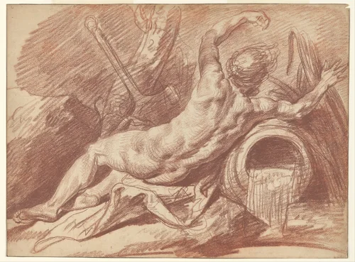Reclining River God by Jean-Baptiste Greuze, drawing, 1740-1805