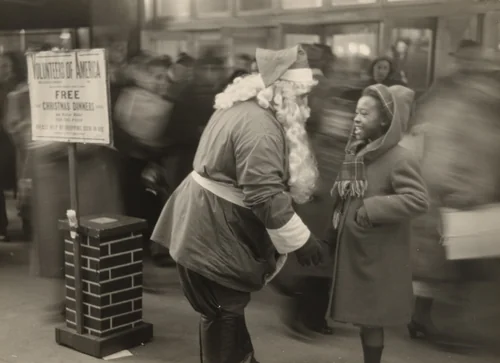 Santa with Girl, New York City by Ruth Orkin, photograph, 1947
