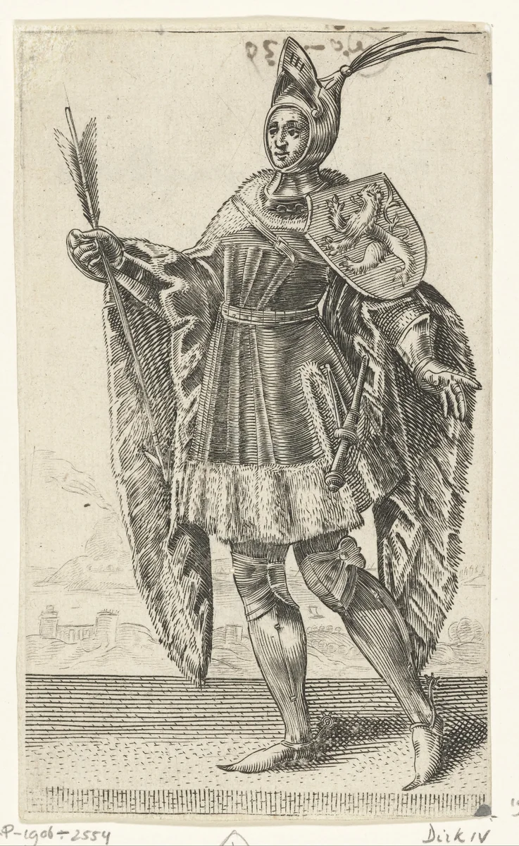 Portret van Dirk IV, graaf van Holland by Adriaen Matham, print, 1620