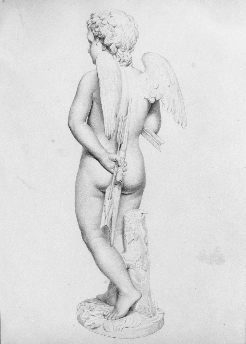 Winged Cupid (from Cropsey Album) by Chauncey Bradley Ives, artwork, 1810-1894