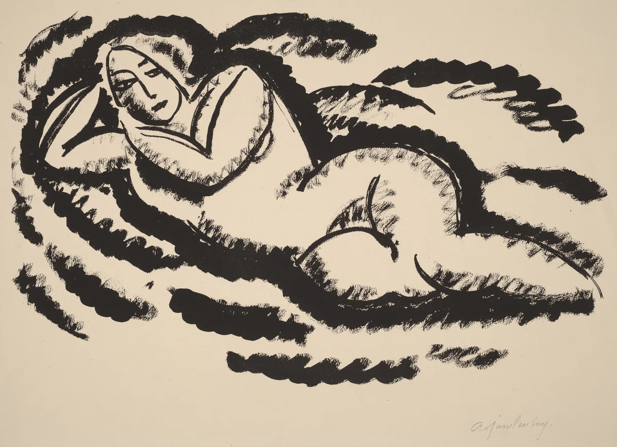 Reclining Nude by Alexej von Jawlensky, print, 1910-1915