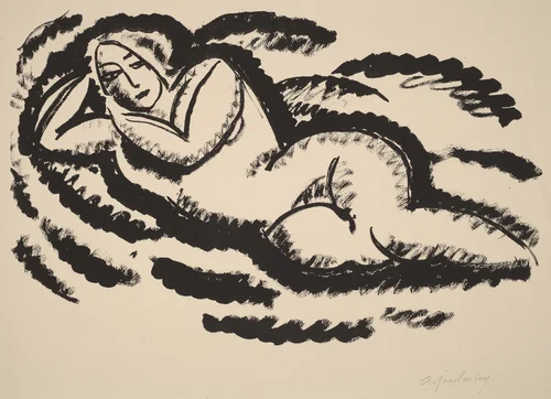Reclining Nude by Alexej von Jawlensky, print, 1910-1915