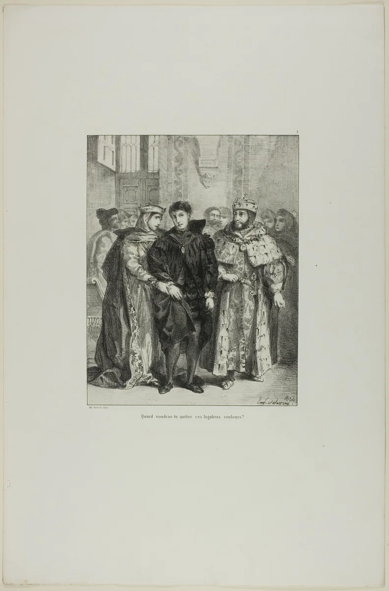Hamlet and the Queen, plate 1 from Hamlet by Eugène Delacroix, print, 1834