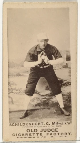 Schildknecht, Catcher, Milwaukee, from the Old Judge series (N172) for Old Judge Cigarettes by Goodwin & Company, photograph, 1888