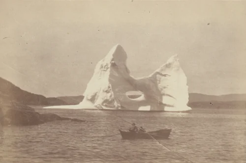 "Iceberg, showing the action of the water washing and wearing it into its present shape" by George P. Critcherson, John L. Dunmore, William Bradford, photograph, 1869
