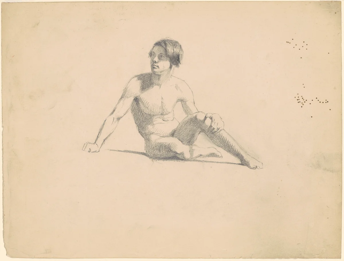 Seated Male Nude [recto] by James Goodwyn Clonney, drawing, 1825-1835