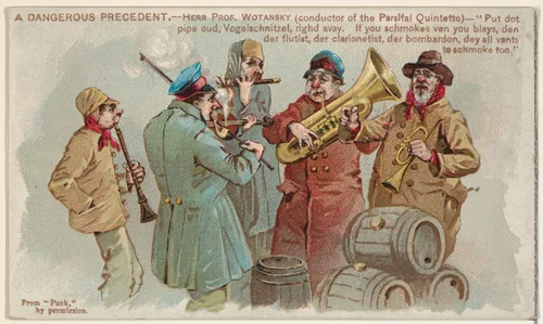 A Dangerous Precedent, from the Snapshots from "Puck" series (N128) issued by Duke Sons & Co. to promote Honest Long Cut Tobacco by W. Duke, Sons & Co., print, 1888