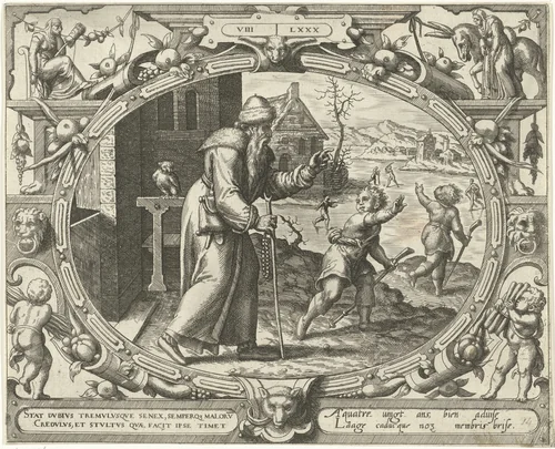 De mens op tachtigjarige leeftijd by Gerard van Groeningen, print, 1569-1575