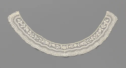 Kraag van applicatiekant met een bloementak en sierlijst by anonymous, textile, 1870-1890