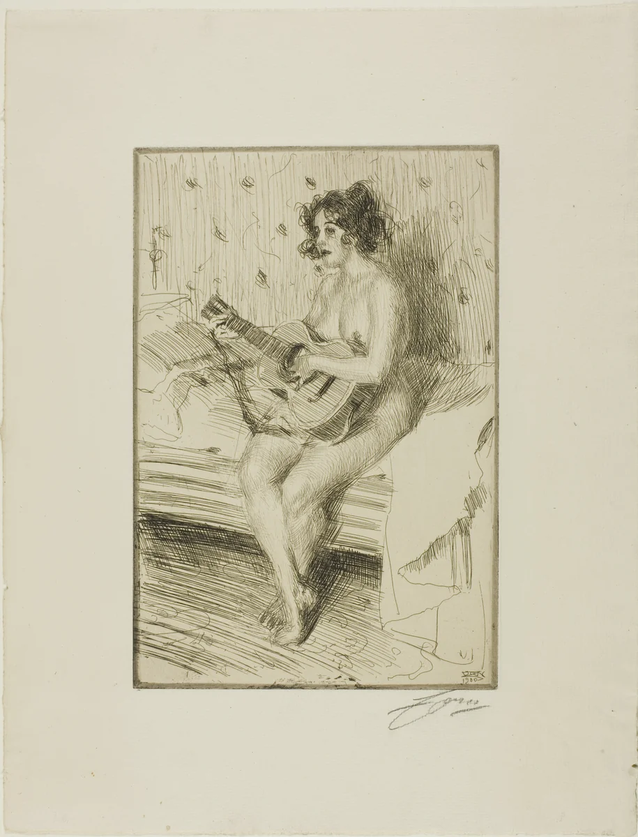 The Guitar-Player by Anders Zorn, print, 1900