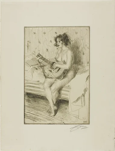 The Guitar-Player by Anders Zorn, print, 1900