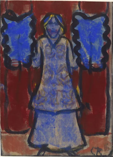 Blue Fan Dancer by Christian Rohlfs, drawing, 1916