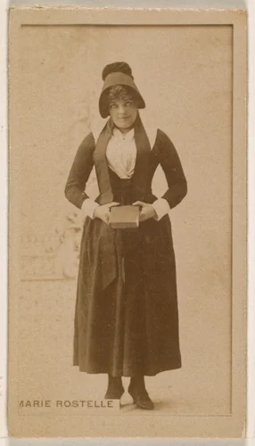 Marie Rostelle, from the Actresses series (N245) issued by Kinney Brothers to promote Sweet Caporal Cigarettes by Kinney Brothers Tobacco Company, photograph, 1890