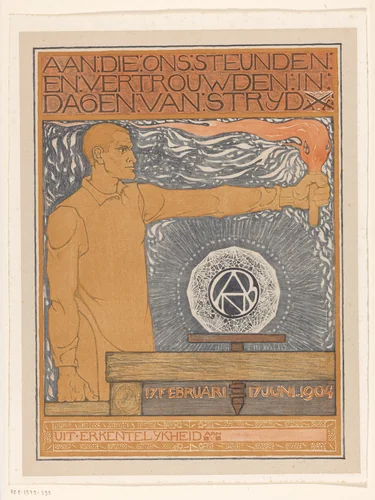 Man die een fakkel vasthoudt by Richard Nicolaüs Roland Holst, print, 1904