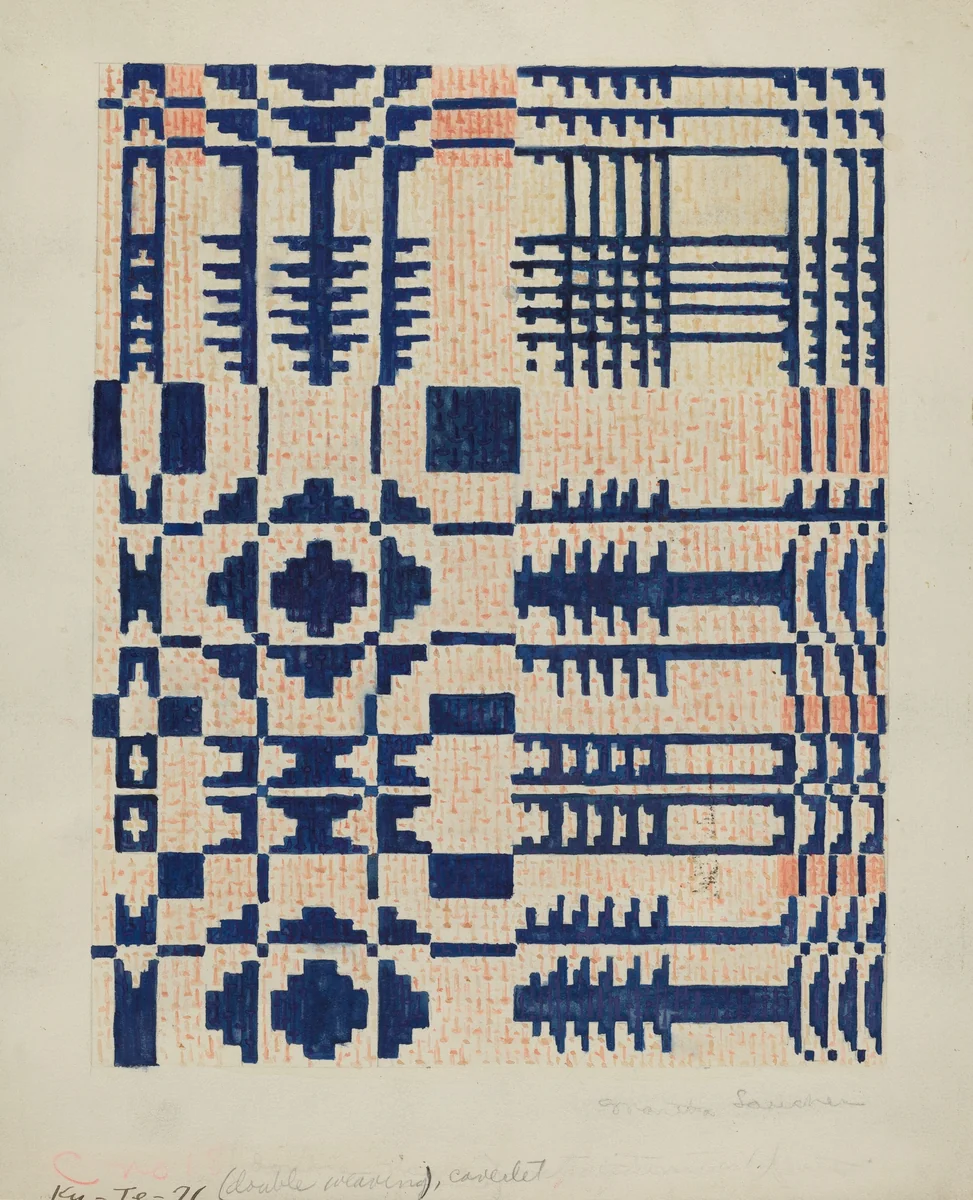 Shaker Coverlet by Martha Sancher, index of american design, 1935-1942
