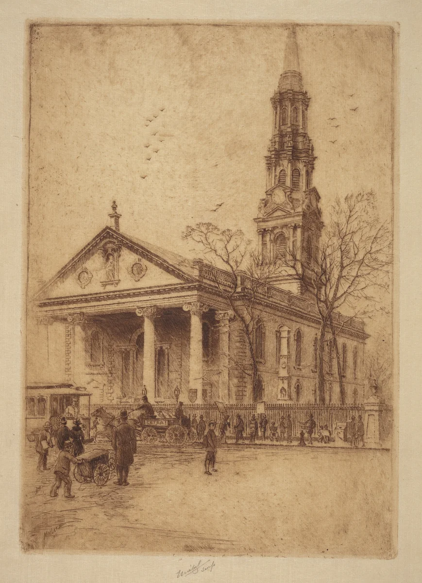 St. Paul's, Broadway, N.Y. by Charles Frederick William Mielatz, print, 1906
