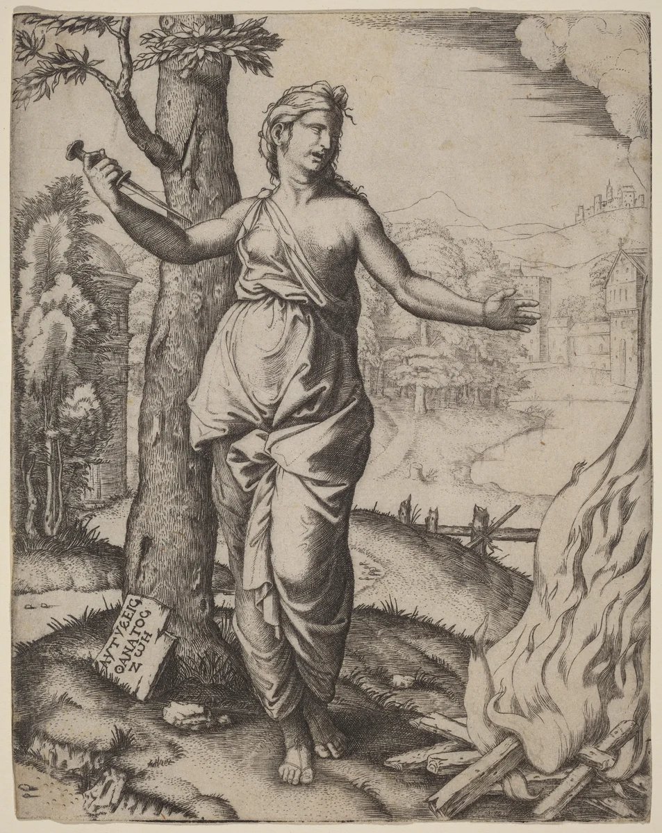 Dido by Marcantonio Raimondi, print, 1505-1515