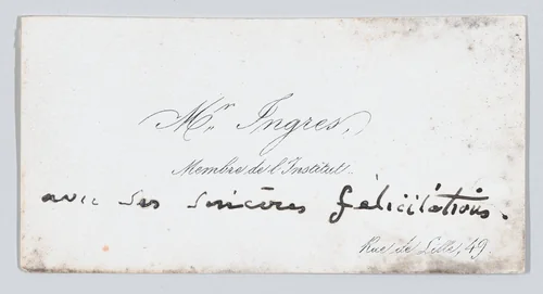 J.A.D. Ingres, calling card by anonymous, print, 1819-1867