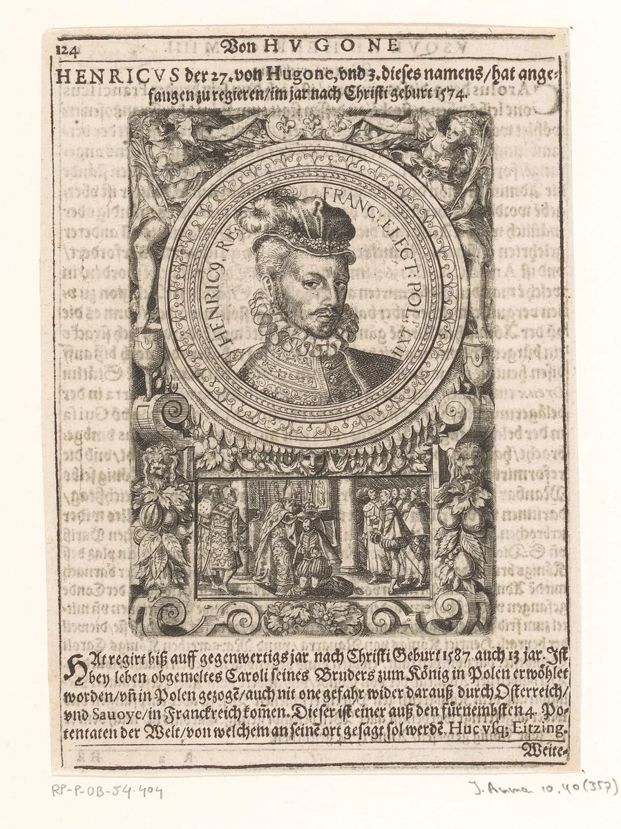 Portret van Hendrik III, koning van Frankrijk by Jost Amman, print, 1598