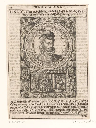 Portret van Hendrik III, koning van Frankrijk by Jost Amman, print, 1598