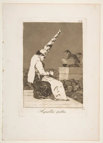 Plate 23 from "Los Caprichos": These specks of dust (Aquellos polbos) by Goya, print, 1799